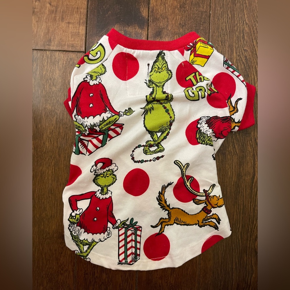 Dr. Seuss Grinch Dog Shirt in Red and White